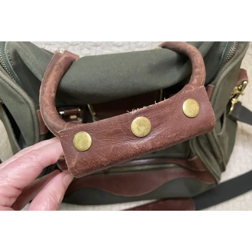 Orvis Bag Fly Fishing Water Resistant Lining Battenkill Olive Canvas Leather